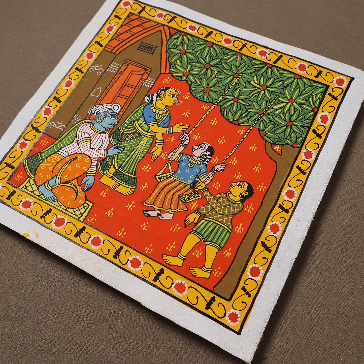 Handpainted Cheriyal Scroll Painting by Dhanalakota Sai Kiran (12 x 12 in) 26
