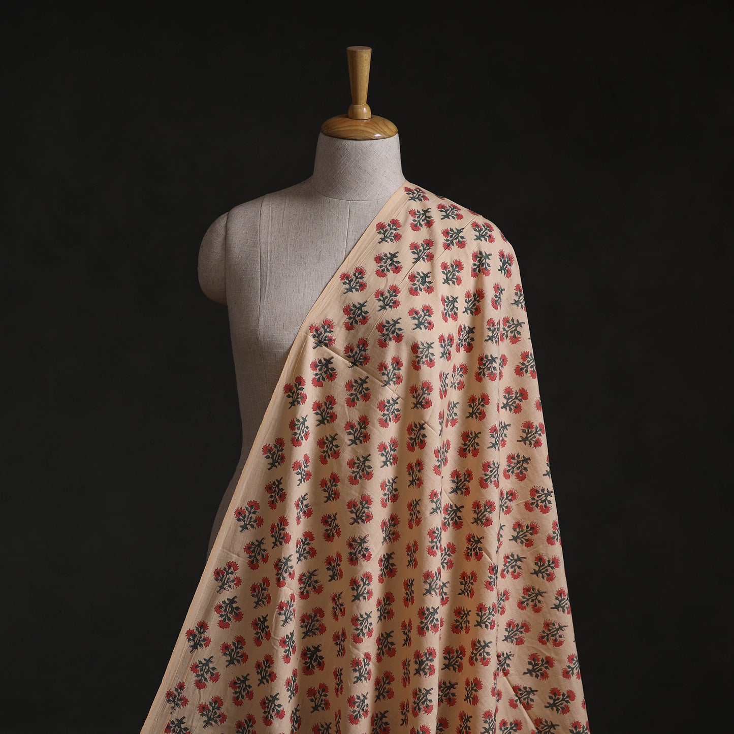 Peach - Sanganeri Block Print Pure Cotton Fabric 01