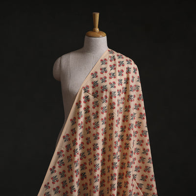 Peach - Sanganeri Block Print Pure Cotton Fabric 01