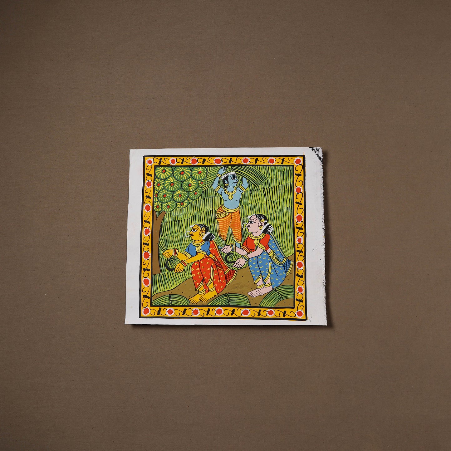 Handpainted Cheriyal Scroll Painting by Dhanalakota Sai Kiran (12 x 12 in) 27