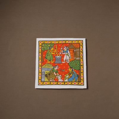 Handpainted Cheriyal Scroll Painting by Dhanalakota Sai Kiran (12 x 12 in) 28