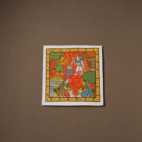Handpainted Cheriyal Scroll Painting by Dhanalakota Sai Kiran (12 x 12 in) 28
