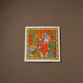 Handpainted Cheriyal Scroll Painting by Dhanalakota Sai Kiran (12 x 12 in) 28