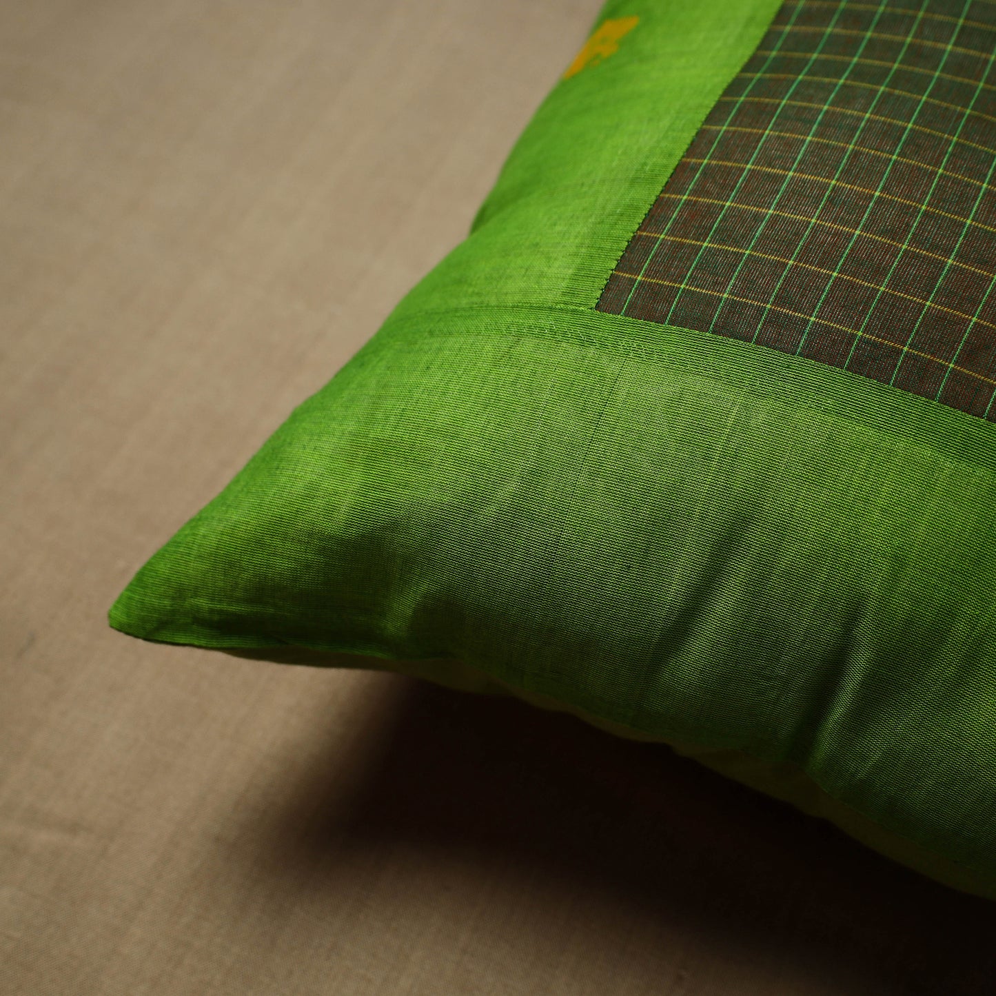 Green - Patchwork Cotton Kanchipuram Cushion Cover (16 x 16 in) 67