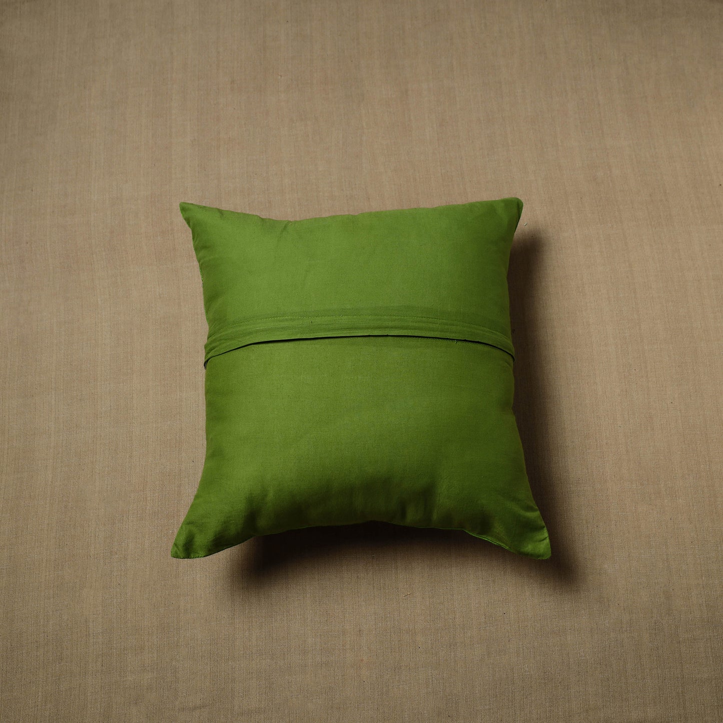 Green - Patchwork Cotton Kanchipuram Cushion Cover (16 x 16 in) 67