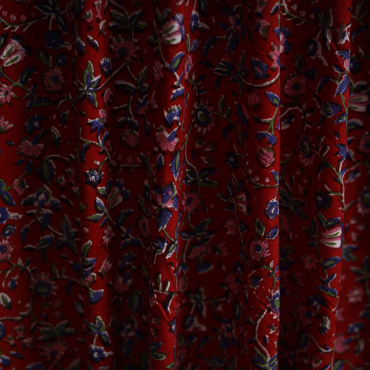 Red - Sanganeri Block Print Pure Cotton Fabric 27