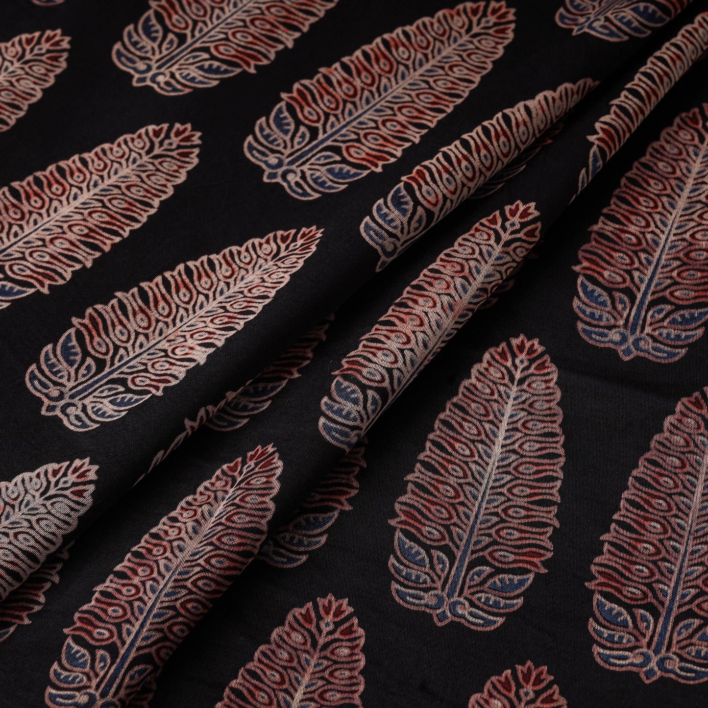 Mashru Silk Natural Dyed Block Print Ajrakh Fabric 20