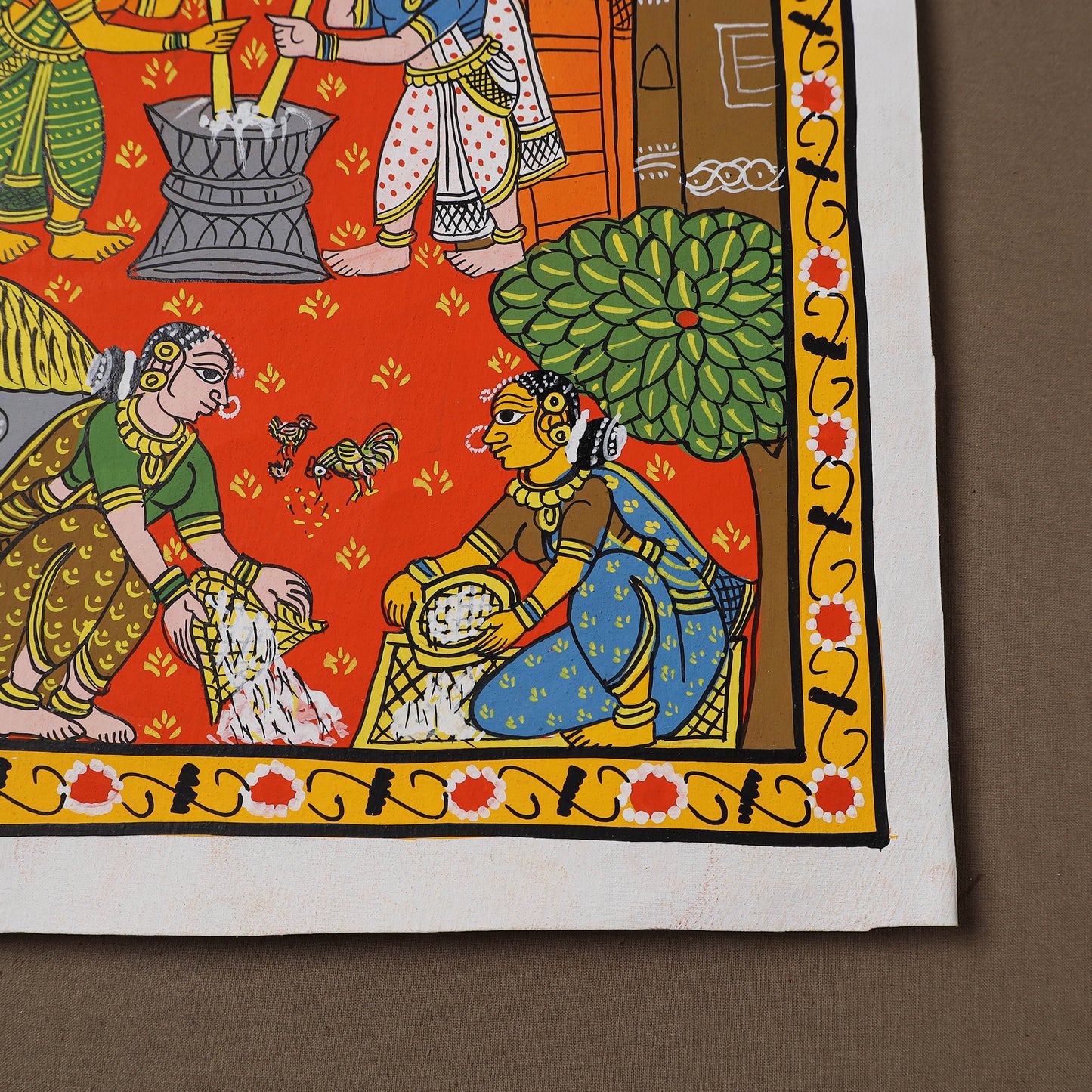 Handpainted Cheriyal Scroll Painting by Dhanalakota Sai Kiran (12 x 12 in) 28