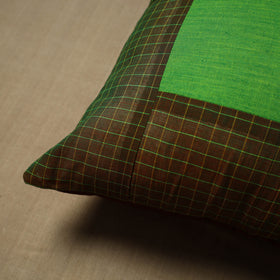 Green - patchwork cotton kanchipuram cushion cover (16 x 16