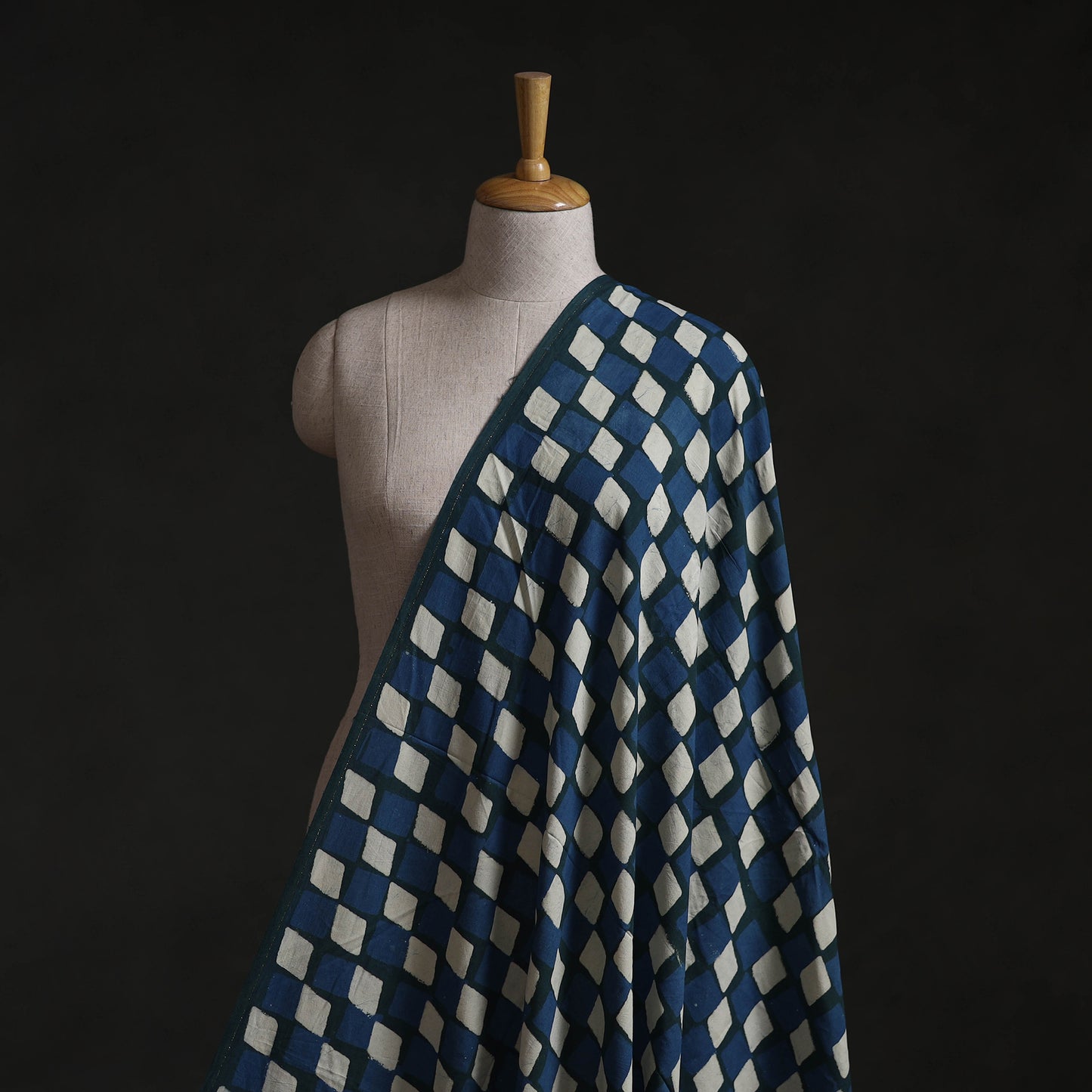Blue - Pipad Block Print Natural Dyed Cotton Fabric 29