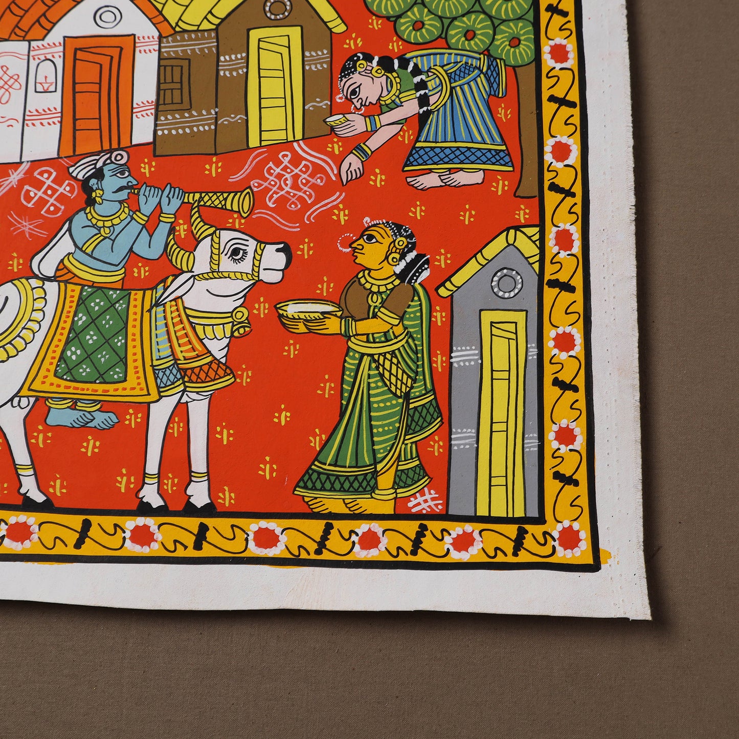 Handpainted Cheriyal Scroll Painting by Dhanalakota Sai Kiran (12 x 12 in) 29