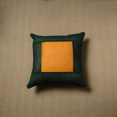 Green - Patchwork Cotton Kanchipuram Cushion Cover (16 x 16 in) 69