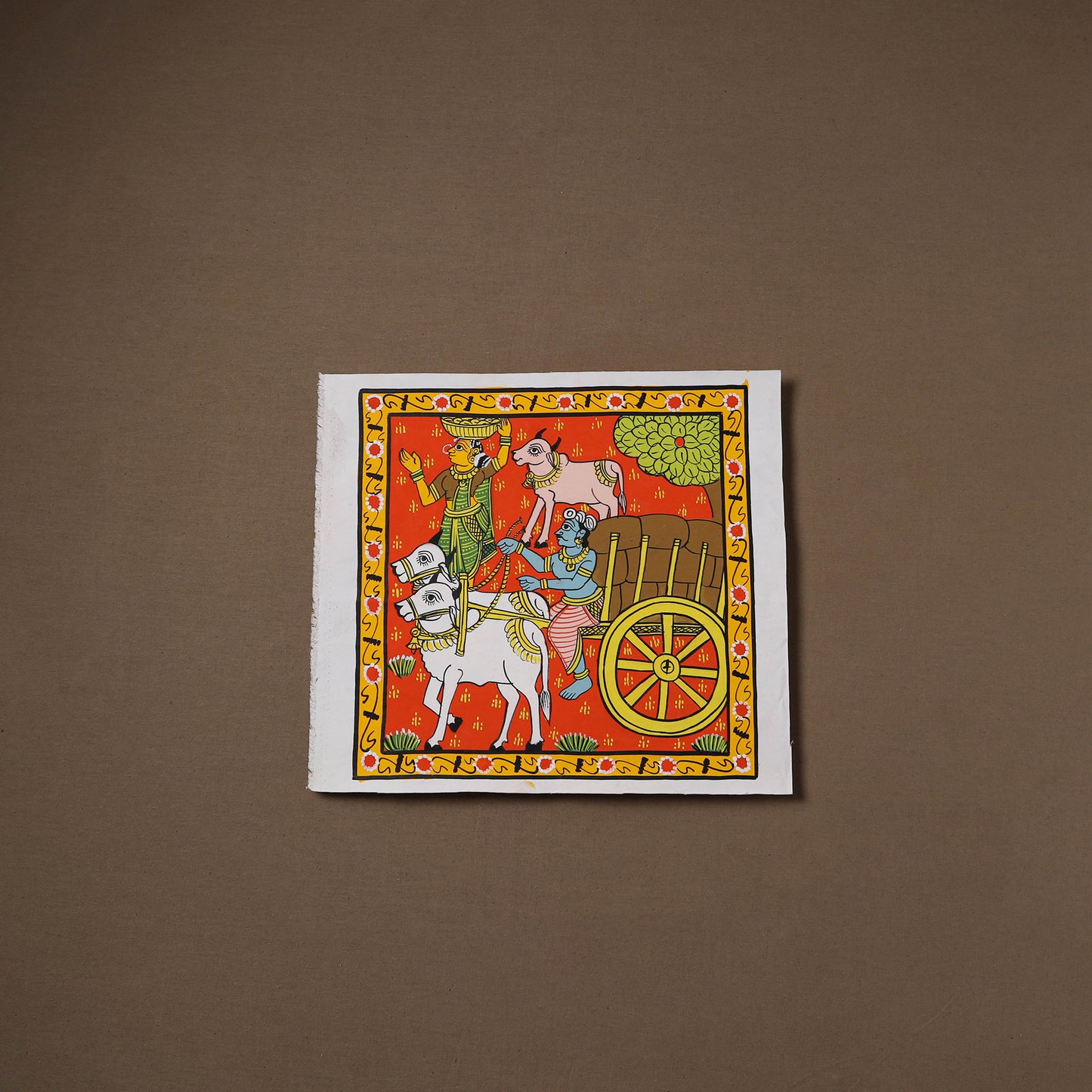 Handpainted Cheriyal Scroll Painting by Dhanalakota Sai Kiran (12 x 12 in) 30