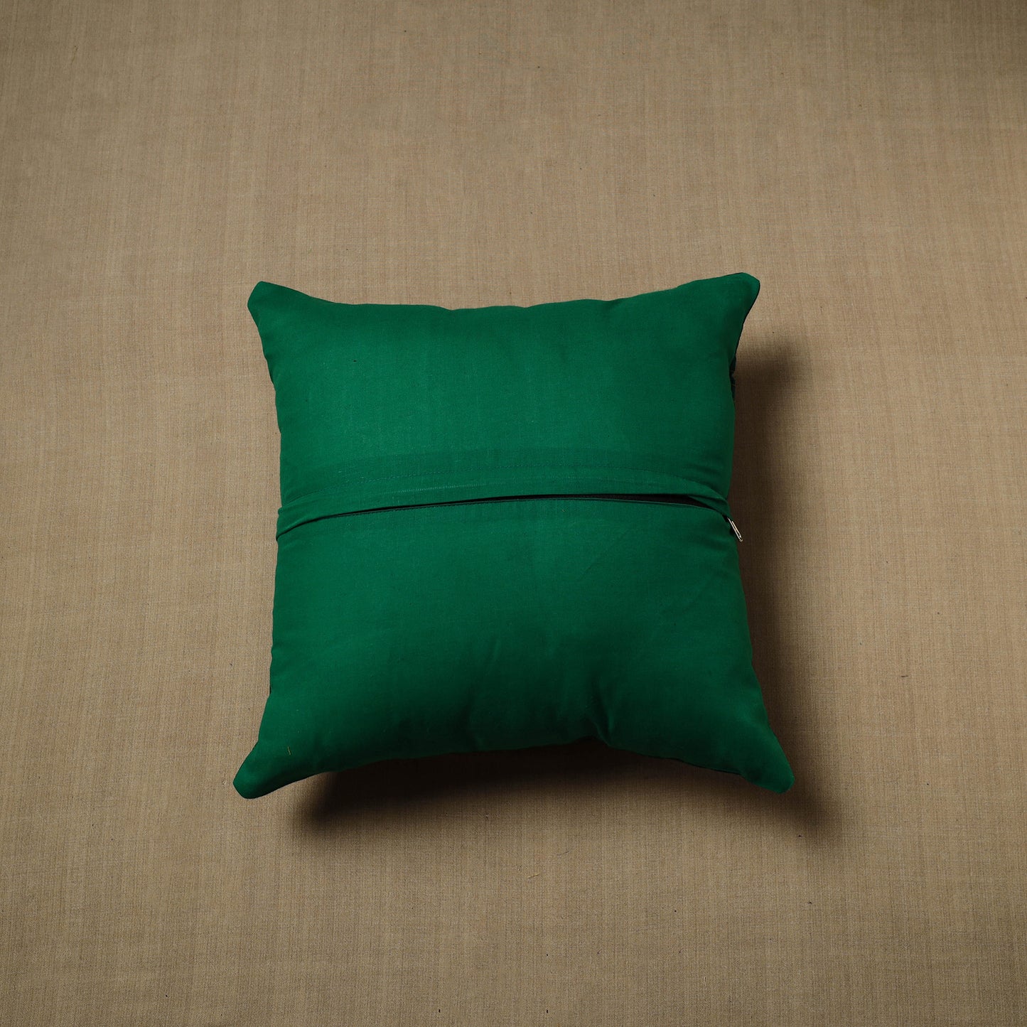 Green - Patchwork Cotton Kanchipuram Cushion Cover (16 x 16 in) 69