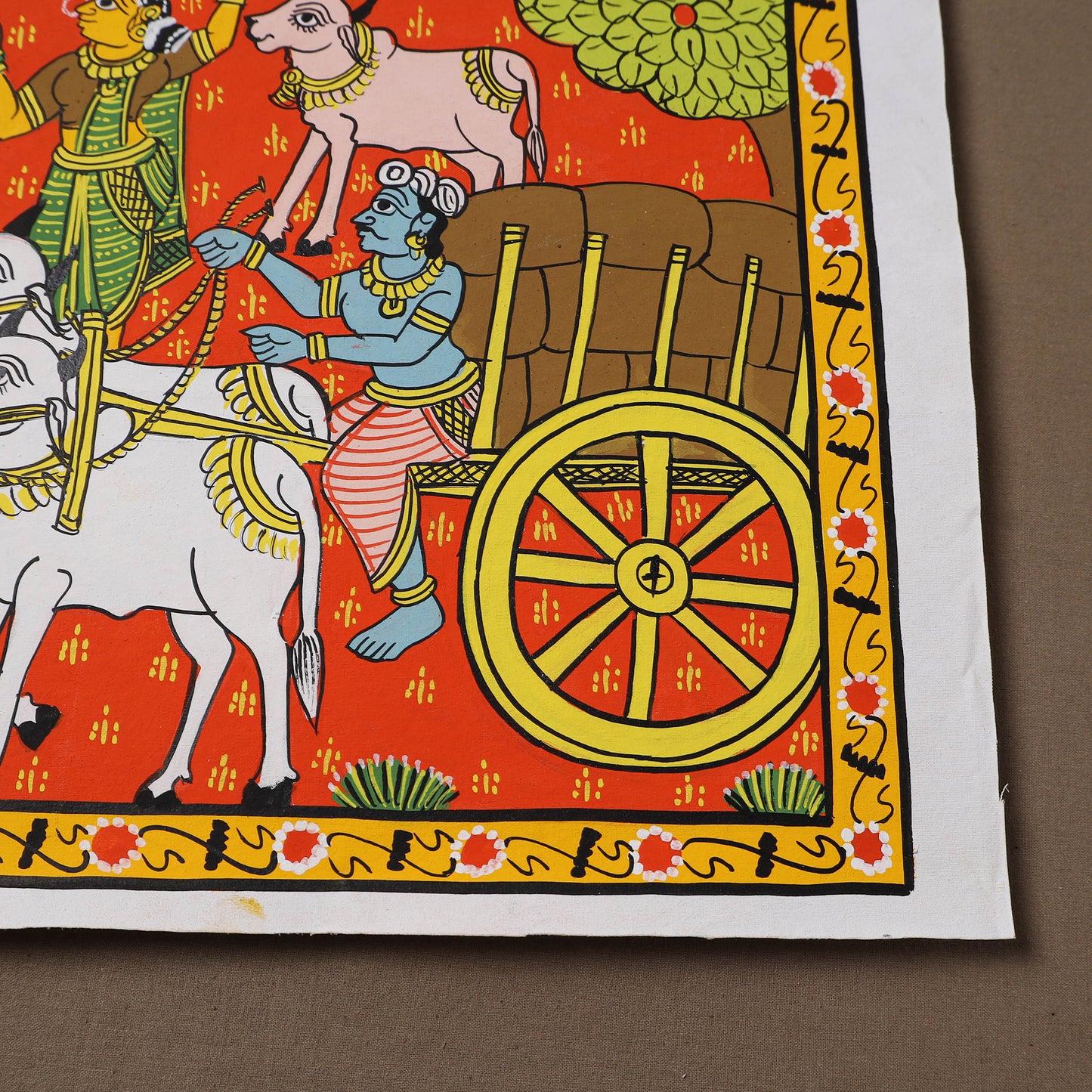 Handpainted Cheriyal Scroll Painting by Dhanalakota Sai Kiran (12 x 12 in) 30