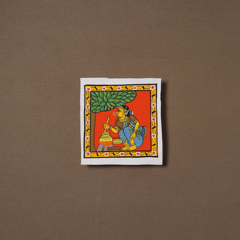 Handpainted Cheriyal Scroll Painting by Dhanalakota Sai Kiran (6 x 6 in) 36