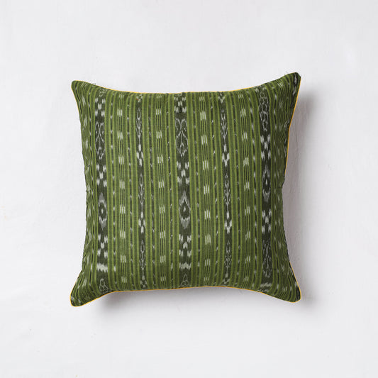 Green - Sambalpuri Ikat Cotton Cushion Cover (16 x 16 in)
