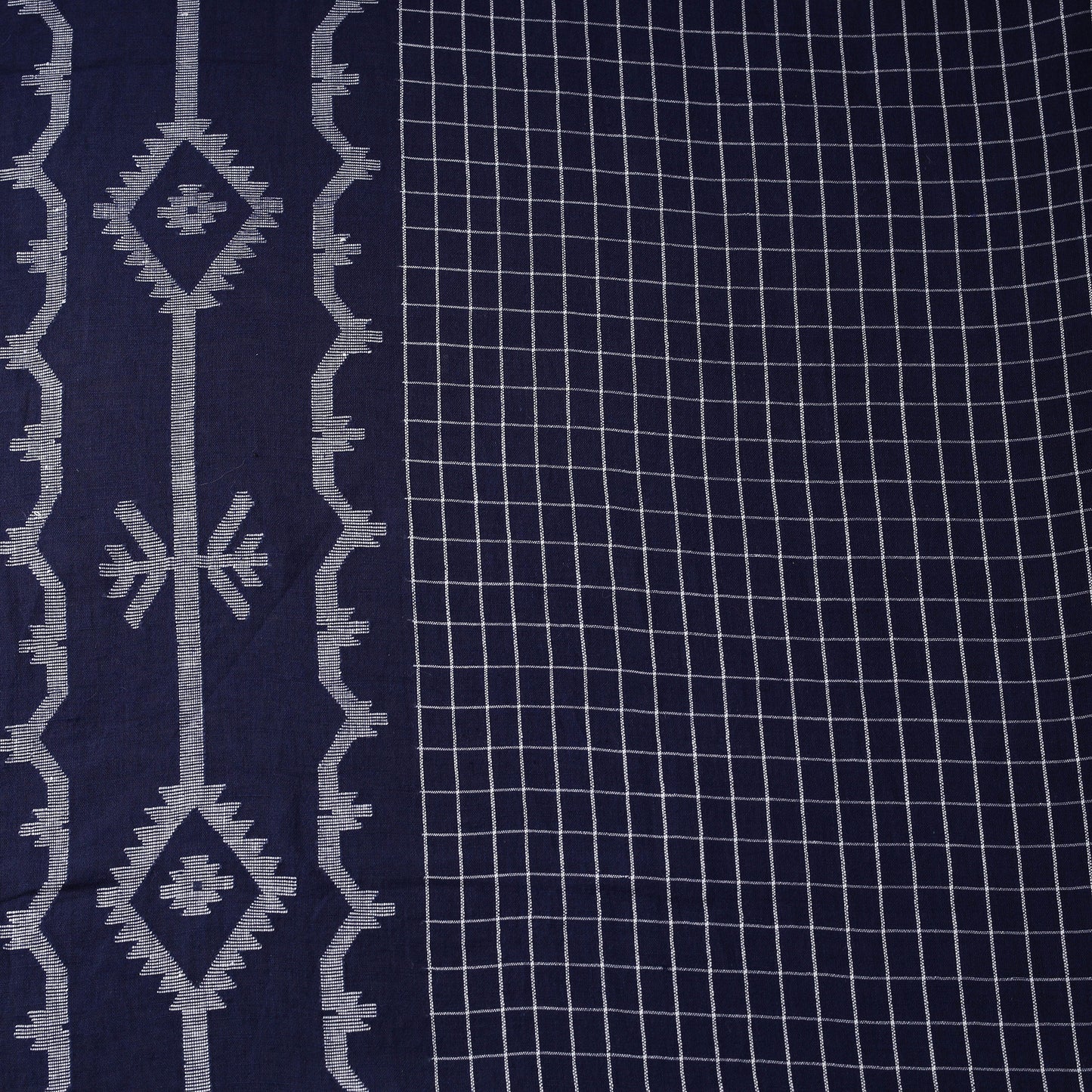Blue - Phulia Jamdani Pure Handloom Cotton Fabric (Count 84/84) 46