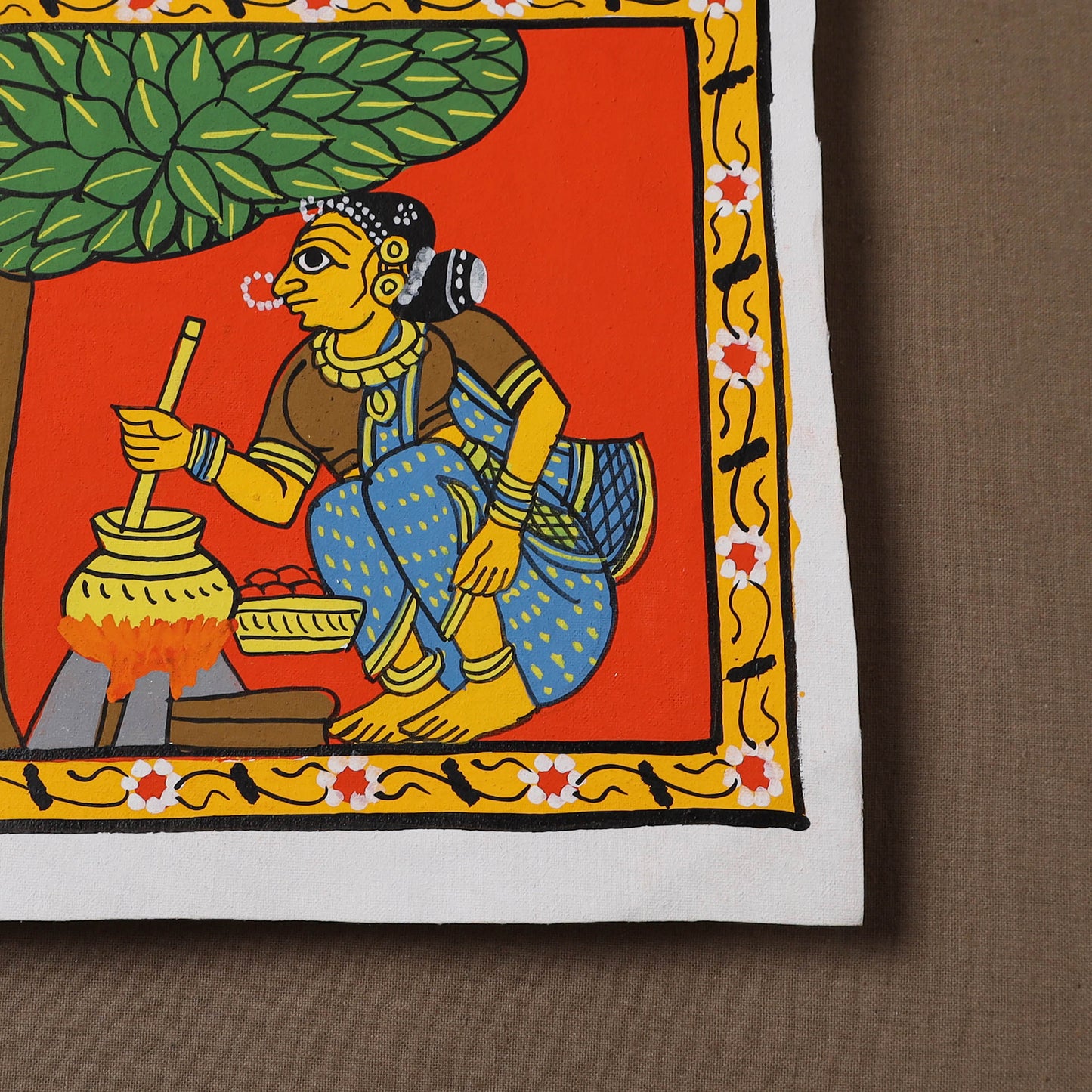 Handpainted Cheriyal Scroll Painting by Dhanalakota Sai Kiran (6 x 6 in) 36