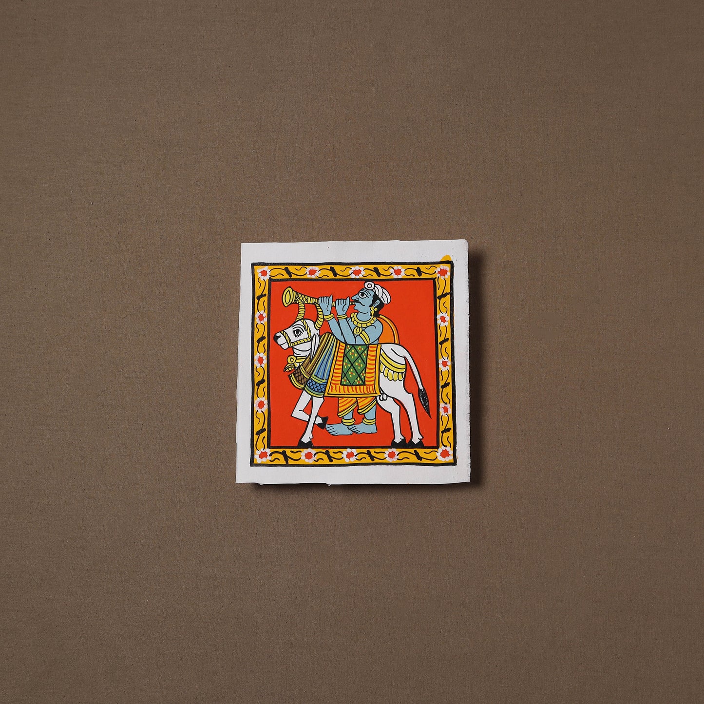 Handpainted Cheriyal Scroll Painting by Dhanalakota Sai Kiran (6 x 6 in) 37
