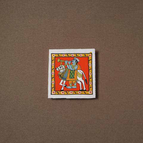 Handpainted Cheriyal Scroll Painting by Dhanalakota Sai Kiran (6 x 6 in) 37