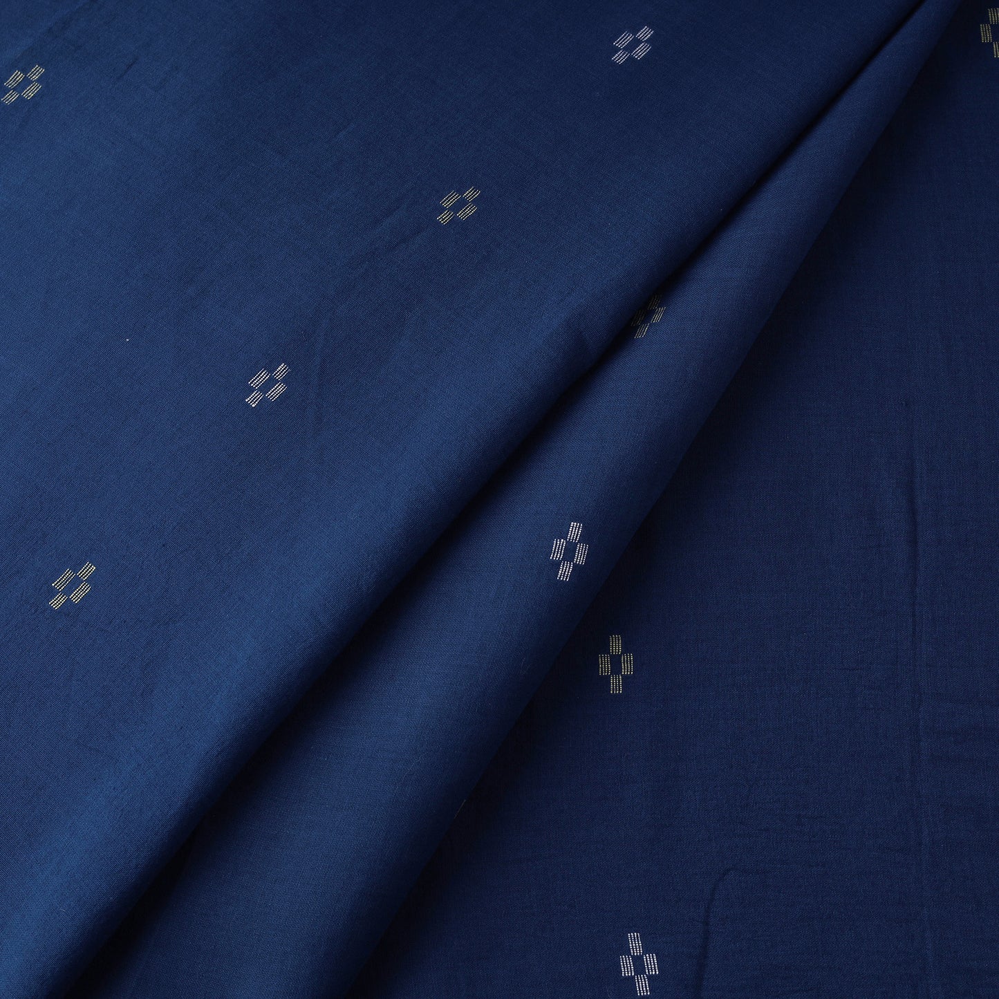 Blue - Phulia Jamdani Buti Pure Handloom Cotton Fabric (Count 84/84) 45