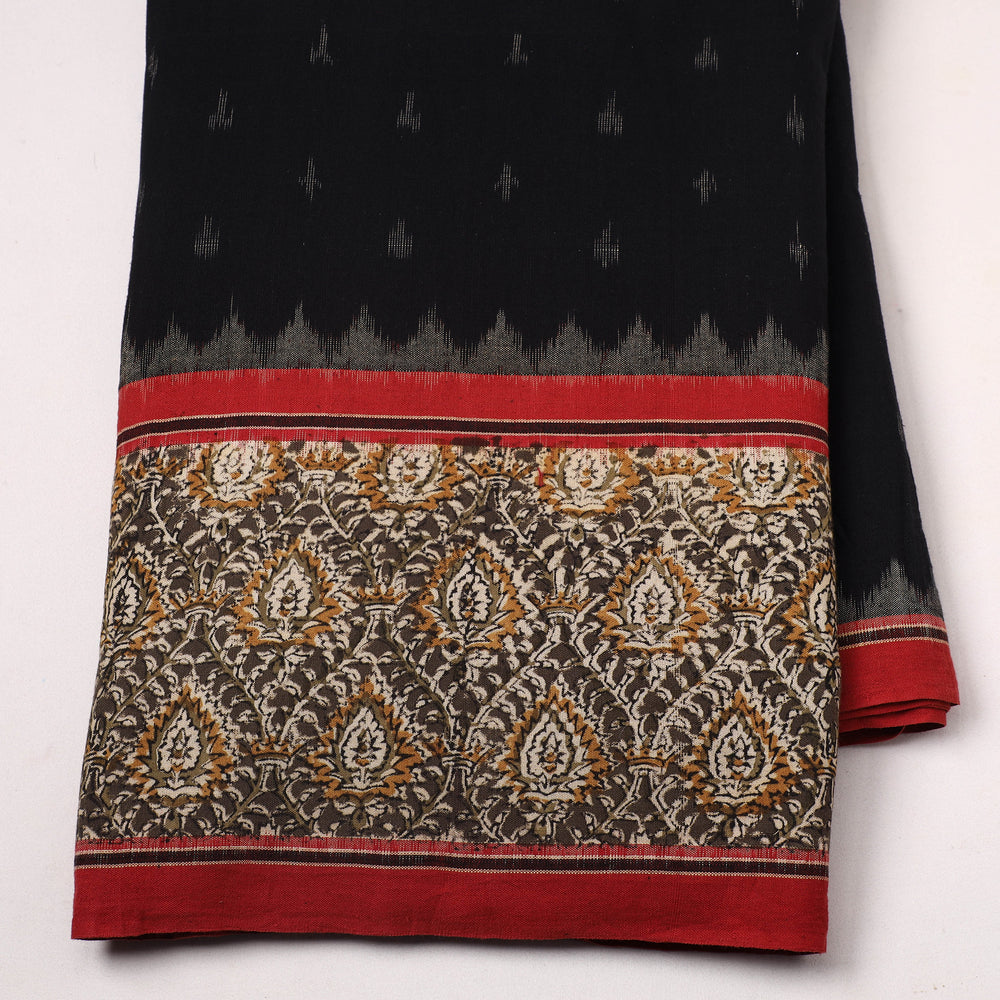 Black - Pochampally Ikat Fabric with Kalamkari Border 25