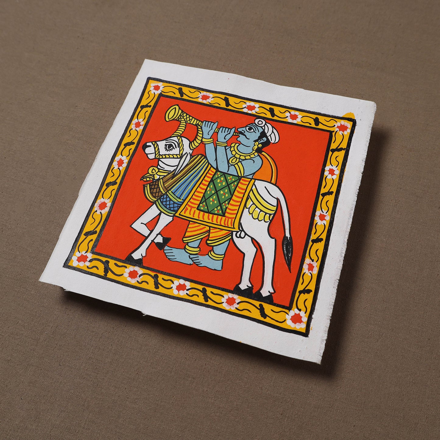 Handpainted Cheriyal Scroll Painting by Dhanalakota Sai Kiran (6 x 6 in) 37