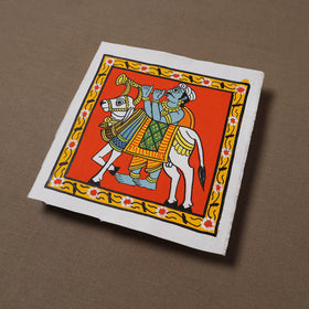 Handpainted Cheriyal Scroll Painting by Dhanalakota Sai Kiran (6 x 6 in) 37