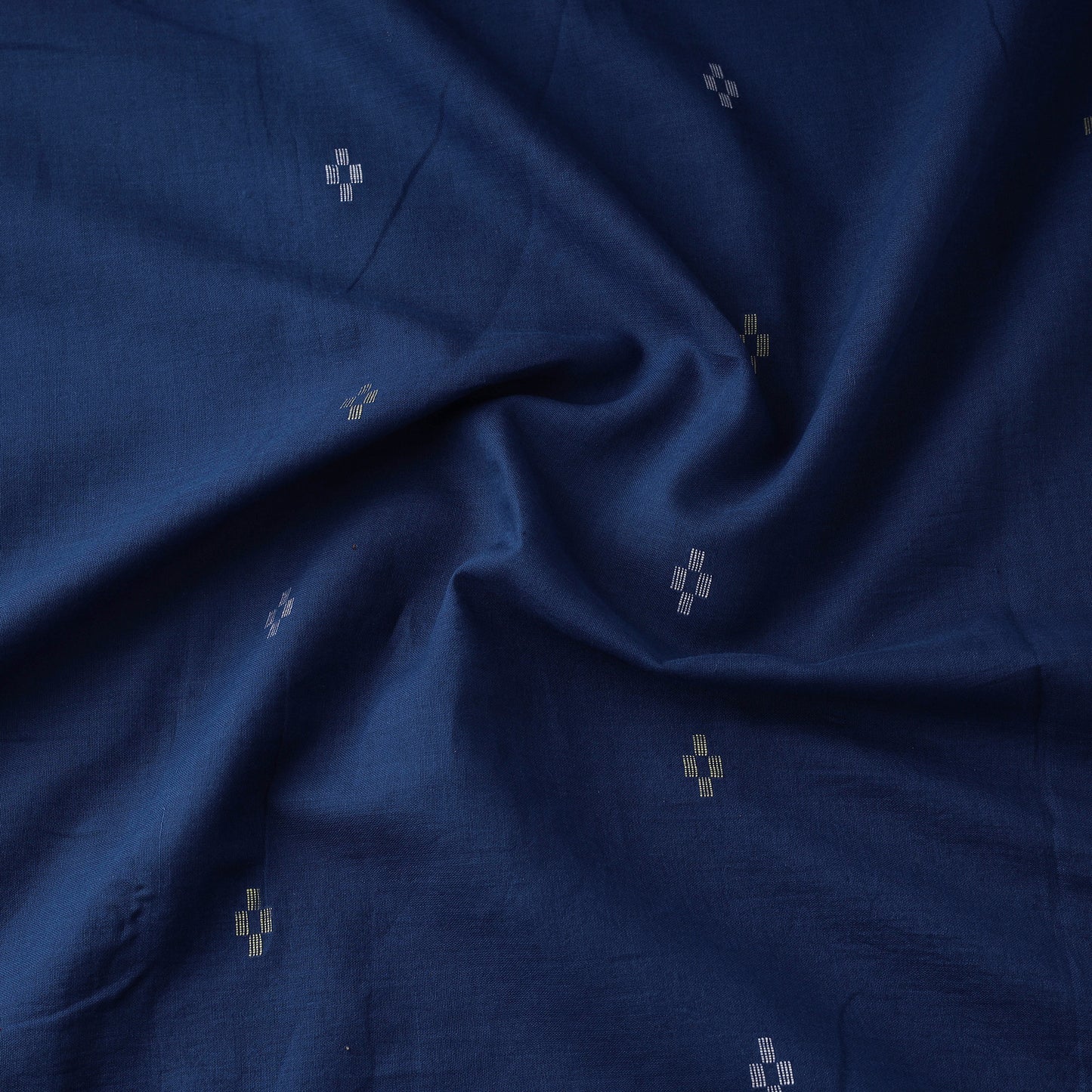 Blue - Phulia Jamdani Buti Pure Handloom Cotton Fabric (Count 84/84) 45