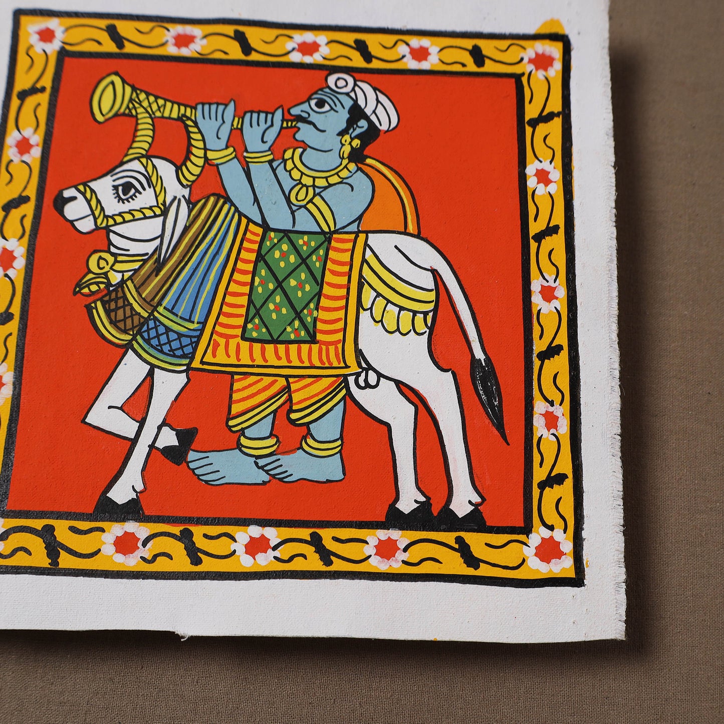 Handpainted Cheriyal Scroll Painting by Dhanalakota Sai Kiran (6 x 6 in) 37