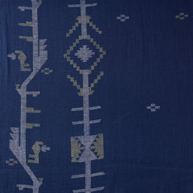 Blue - Phulia Jamdani Buti Pure Handloom Cotton Fabric (Count 84/84) 45