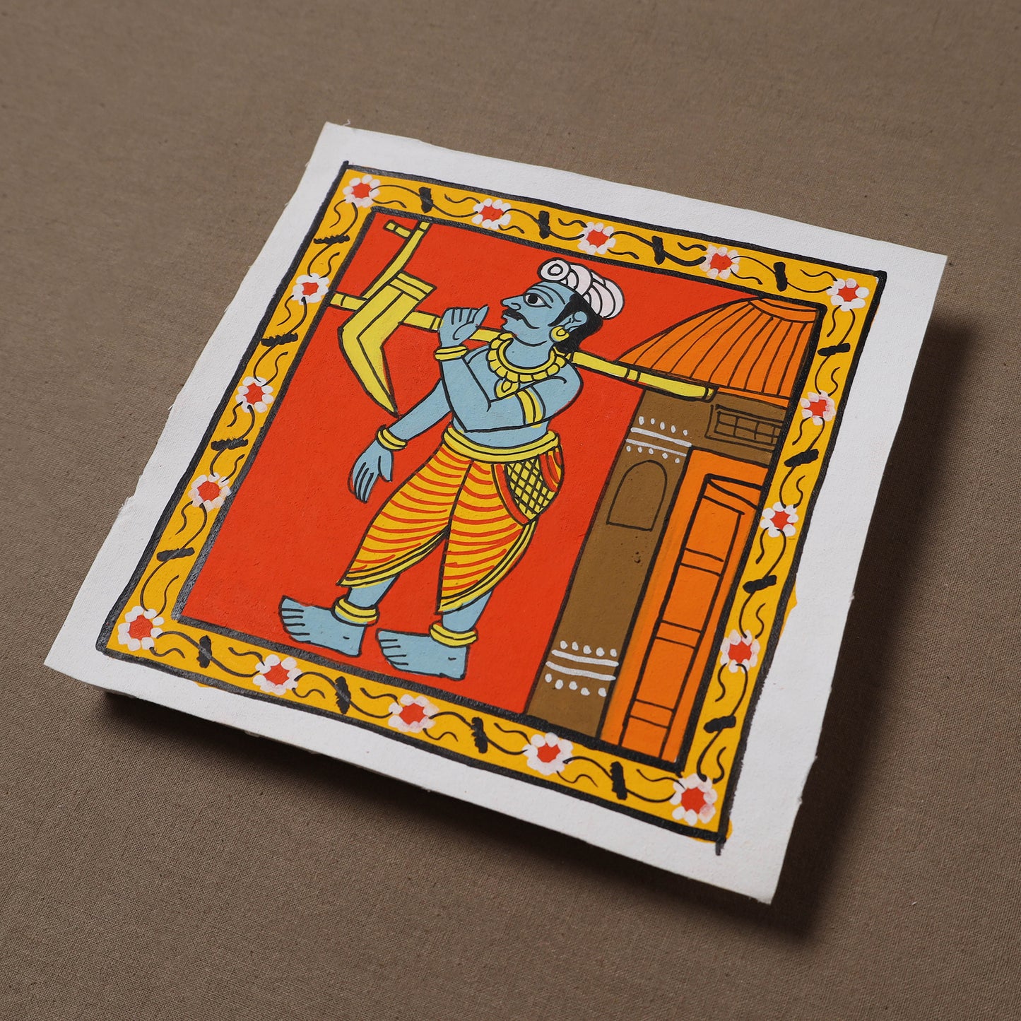 Handpainted Cheriyal Scroll Painting by Dhanalakota Sai Kiran (6 x 6 in) 38