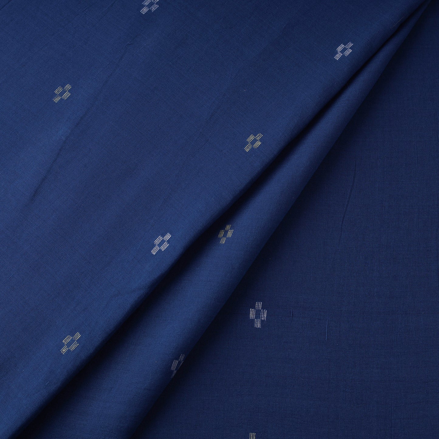Blue - Phulia Jamdani Buti Pure Handloom Cotton Fabric (Count 84/84) 44
