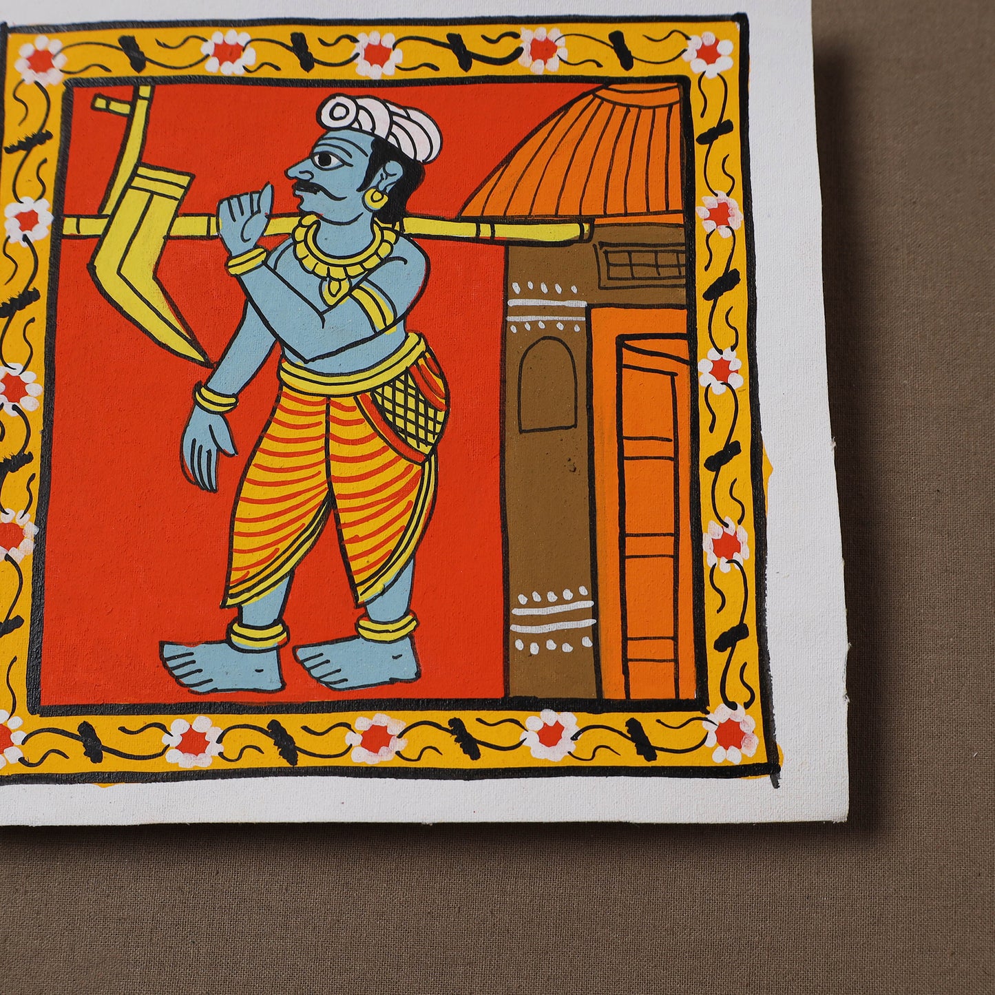 Handpainted Cheriyal Scroll Painting by Dhanalakota Sai Kiran (6 x 6 in) 38