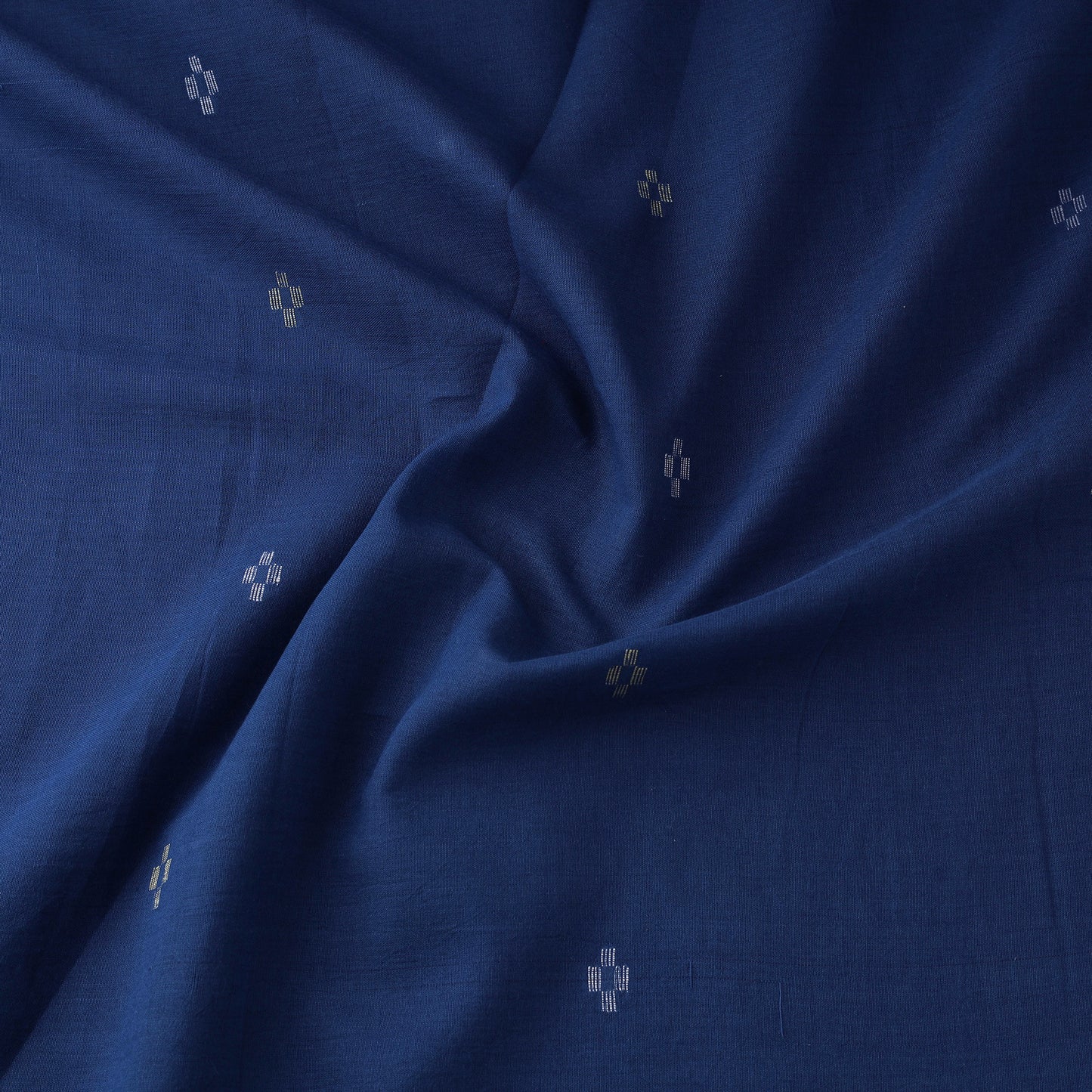 Blue - Phulia Jamdani Buti Pure Handloom Cotton Fabric (Count 84/84) 44