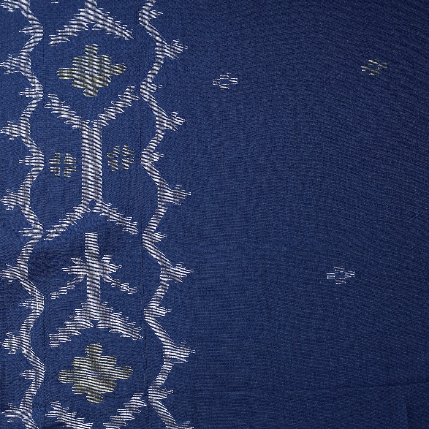 Blue - Phulia Jamdani Buti Pure Handloom Cotton Fabric (Count 84/84) 44
