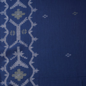 Blue - Phulia Jamdani Buti Pure Handloom Cotton Fabric (Count 84/84) 44