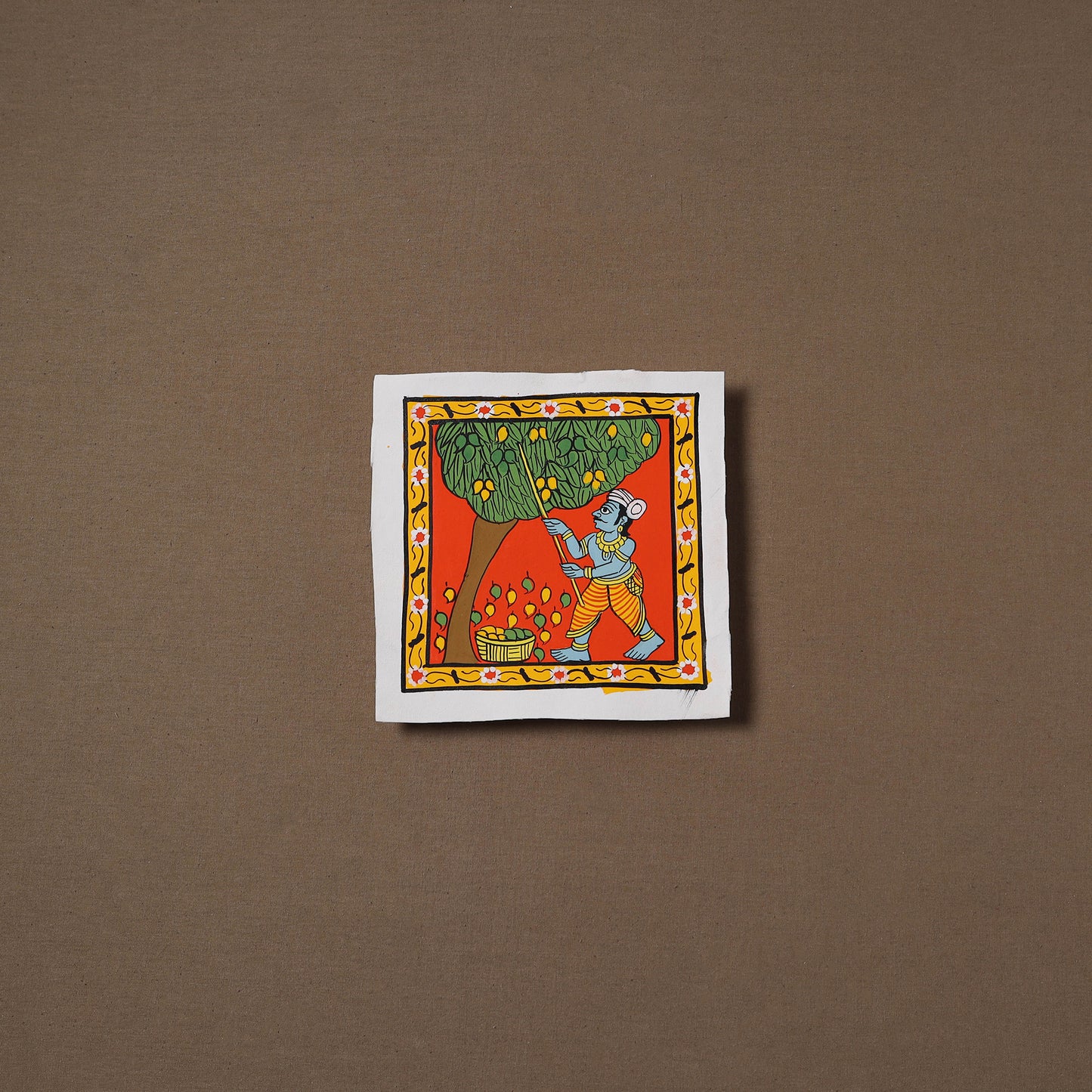 Handpainted Cheriyal Scroll Painting by Dhanalakota Sai Kiran (6 x 6 in) 39