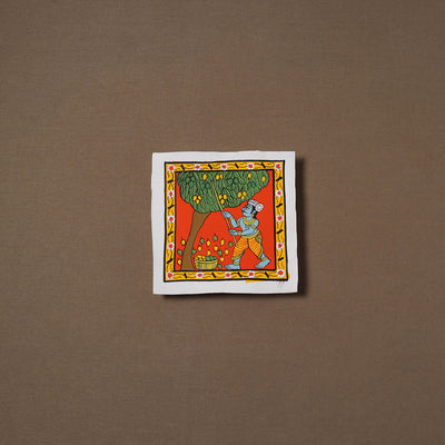 Handpainted Cheriyal Scroll Painting by Dhanalakota Sai Kiran (6 x 6 in) 39