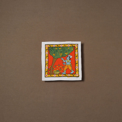 Handpainted Cheriyal Scroll Painting by Dhanalakota Sai Kiran (6 x 6 in) 39