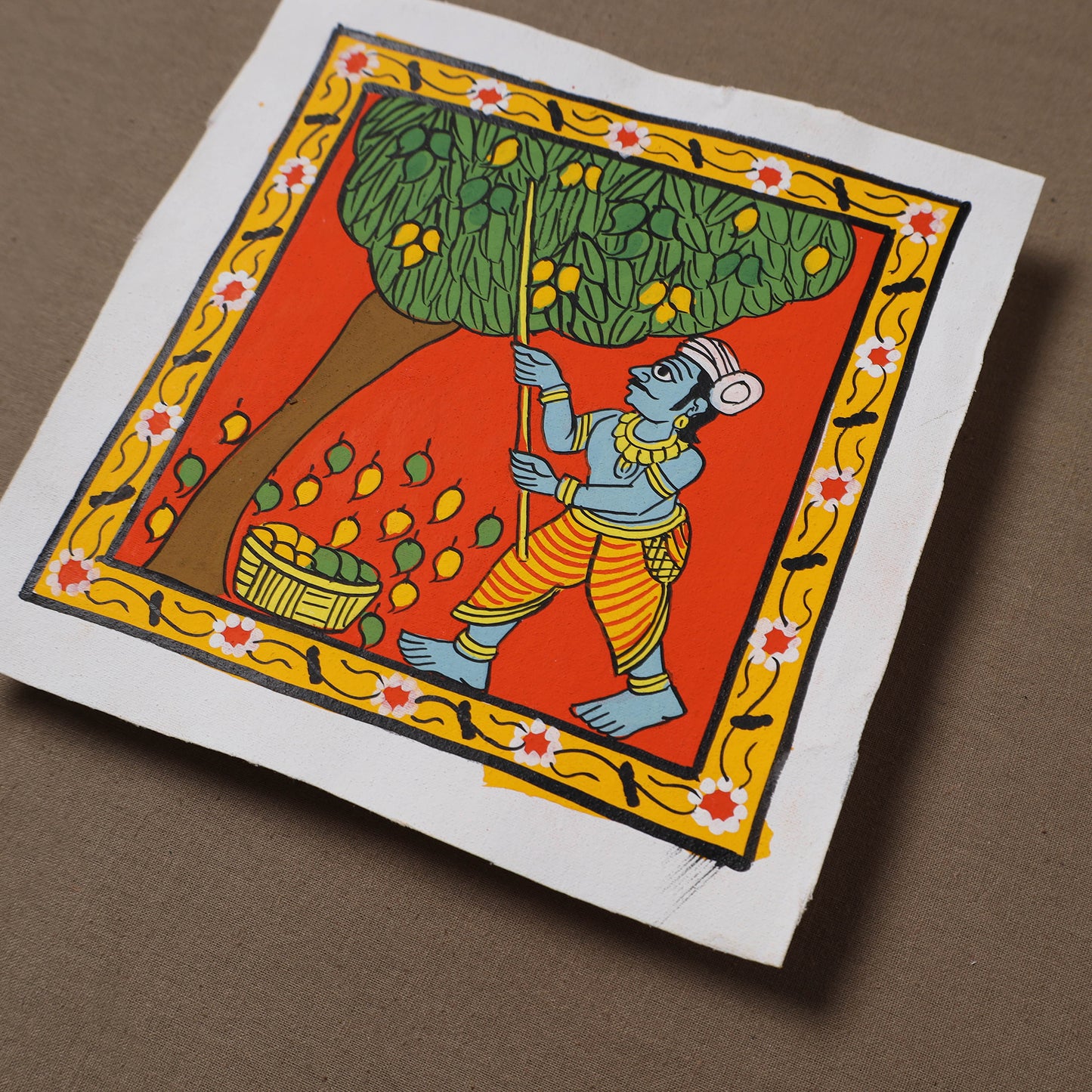 Handpainted Cheriyal Scroll Painting by Dhanalakota Sai Kiran (6 x 6 in) 39