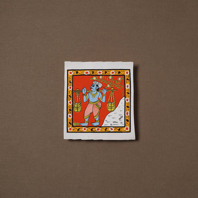 Handpainted Cheriyal Scroll Painting by Dhanalakota Sai Kiran (6 x 6 in) 40