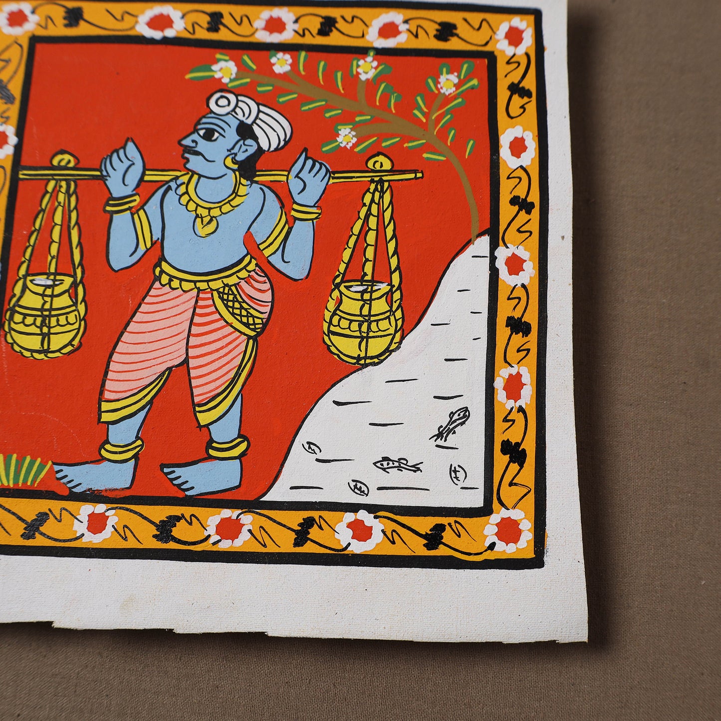 Handpainted Cheriyal Scroll Painting by Dhanalakota Sai Kiran (6 x 6 in) 40