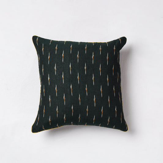 Black - Sambalpuri Ikat Cotton Cushion Cover (16 x 16 in)
