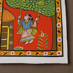 Handpainted Cheriyal Scroll Painting by Dhanalakota Sai Kiran (6 x 6 in) 41