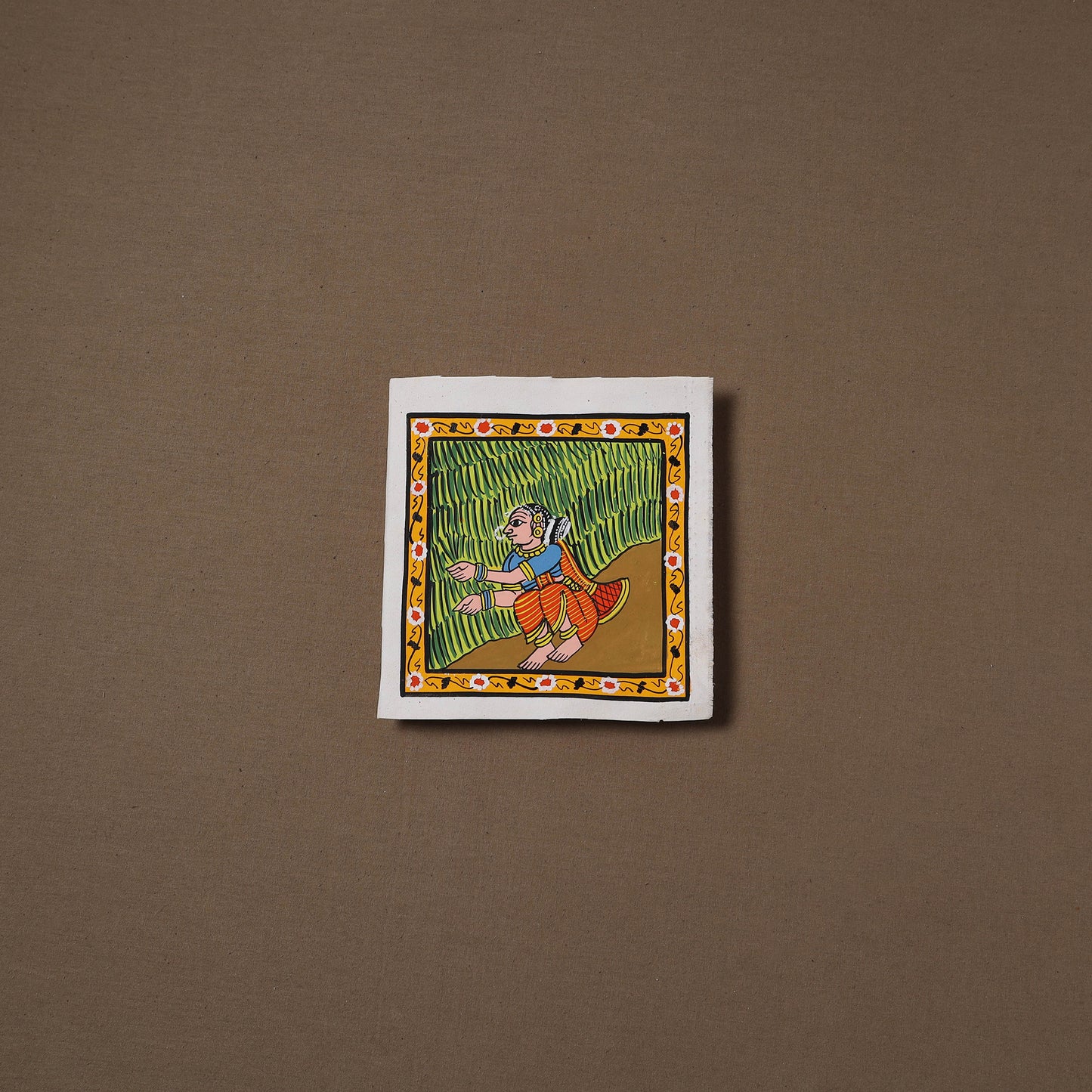 Handpainted Cheriyal Scroll Painting by Dhanalakota Sai Kiran (6 x 6 in) 42