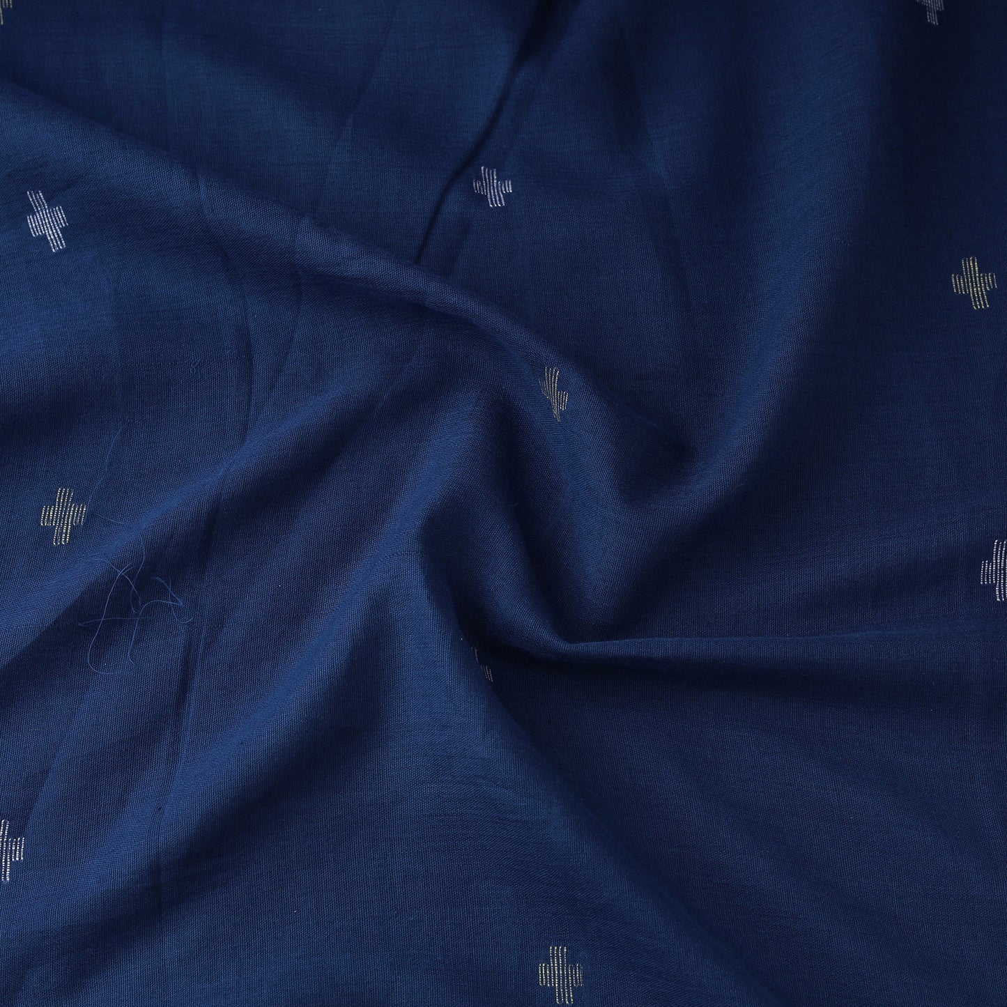 Blue - Phulia Jamdani Buti Pure Handloom Cotton Fabric (Count 84/84) 42