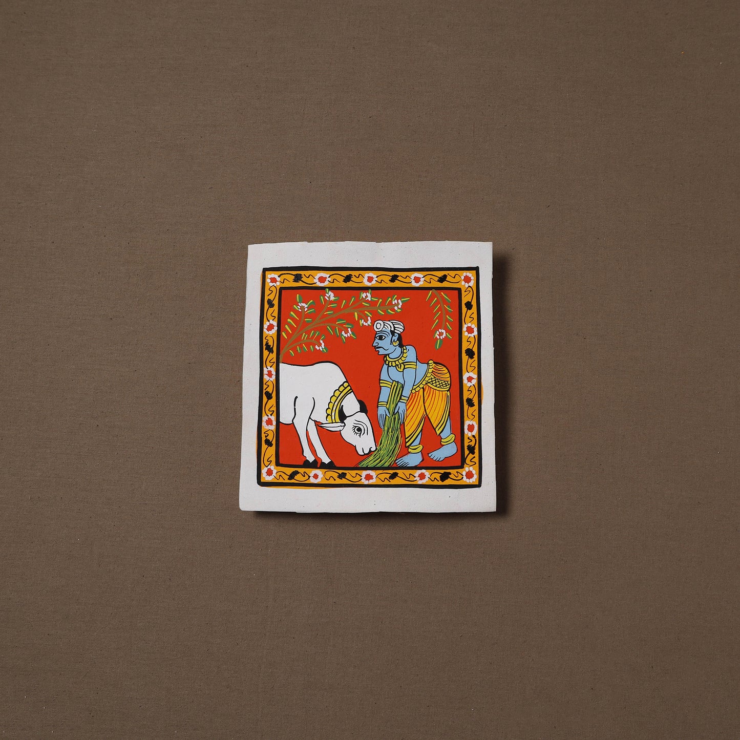 Handpainted Cheriyal Scroll Painting by Dhanalakota Sai Kiran (6 x 6 in) 43