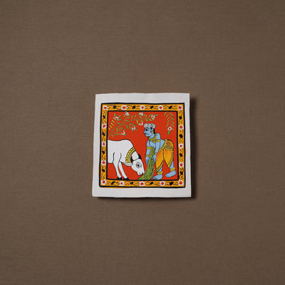 Handpainted Cheriyal Scroll Painting by Dhanalakota Sai Kiran (6 x 6 in) 43